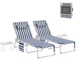 Tanning Chair Set of 2 with Face Hole and Side Table