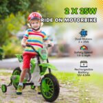 12V Kids Motorcycle w/ Treaded Tires, 5mph Top Speed Electric Bike for Kids, Ride On Motorcycle w/ Training Wheels, Battery Charger, Spring Suspension - Image 4