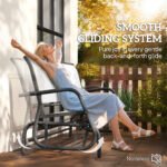 3-Person Outdoor Patio Glider Bench, Porch Glider Swing with 3 Seats, Breathable Mesh Fabric, Metal Frame, Cream White - Image 4