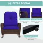 Rattan Porch Rocker w/ Plush Cushion, Dark Blue - Image 6