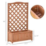 28" x 11" x 46" Raised Garden Bed, Wooden Planter Box w/ Trellis, Brown - Image 3