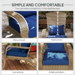 Patio Adirondack Chair with Rattan Wicker, Soft Cushions, Tall Curved Backrest for Deck or Garden, Dark Blue - Image 5