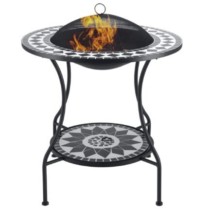 30" Outdoor Fire Pit Dining Table with 3-in-1 Round Wood Burning Fire Pit Bowl