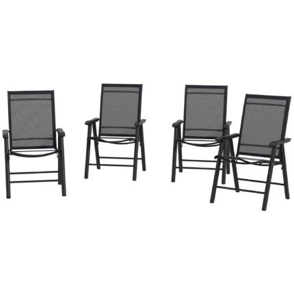 Set of 4 Outdoor Folding Chairs with Stackable Patio Dining Chairs