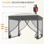 10' x 10' Pop Up Canopy Tent with Netting, Instant Sun Shelter, Tents for Parties, Height Adjustable, with Wheeled Carry Bag and 4 Sand Bags for Outdoor, Garden, Patio - Image 5