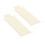 Foldable Chaise Lounge Cushion Set of 2, Outdoor Lounge Chair Cushion Set, UPF50+ 230gsm Olefin, 80" x 26" Cream White