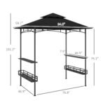8' x 5' BBQ Grill Gazebo, 2-Tier Outdoor BBQ Gazebo with 2 Side Shelves, Storage Baskets, Ceiling Hook, Dark Gray - Image 3