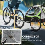 2-in-1 Walk/Ride Child Baby Bike Trailer for Kids 2 Seater, High-Visibility Bike Stroller for Toddler Wagon, Weather-Strong Double Bicycle Trailer Accessory, Green - Image 7