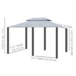 10' x 13' Outdoor Soft Top Gazebo Pergola with Curtains, 2-Tier Steel Frame Gazebo for Patio, Sage Gray - Image 3