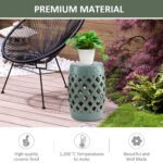 13" x 18" Ceramic Garden Stool with Woven Lattice Design & Glazed Strong Materials Decorative End Table, Antique Blue - Image 4