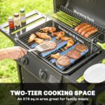 2 Burner Propane Gas Grill, 18000 BTU BBQ Grill with Wheels, Warming Rack, Shelf, Thermometer, Grease Cup, Black - Image 5
