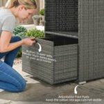 Valet Pool Towel Rack, Water-Resistant PE Plastic Rattan Wicker Storage Organizer, 2 Shelves, 1 Basket Drawer, Dark Gray - Image 6