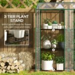 Lean-to Greenhouse, Portable Greenhouse with 3 Tier Shelves, 2 Roll-Up Zippered Doors, 56.3" x 18.1" x 59.4", Clear - Image 5