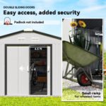 Garden Metal Shed, Storage Shed Utility Storage with Double Locking Doors for Bike, Yard Tools, White - Image 5