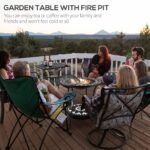 30" Outdoor Fire Pit Dining Table, 3-in-1 Round Wood Burning Fire Pit Bowl, Patio Ice Bucket with Storage Shelf, Spark Screen Cover for BBQ, Bonfire, Camping, Mosaic - Image 5