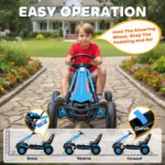 Kids Go Kart, Pedal Car with Adjustable Seat, EVA Wheels, Brake, for Boys & Girls Aged 3-8 Years Old, Blue - Image 4