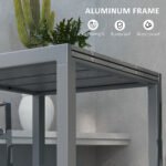 Patio Table for 6-8 People, Aluminum Frame Rectangle Garden Table with Wood Effect Steel Top, for Backyard, Dark Gray - Image 5