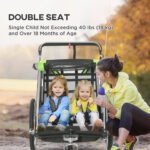 2-in-1 Walk/Ride Child Baby Bike Trailer for Kids 2 Seater, High-Visibility Bike Stroller for Toddler Wagon, Weather-Strong Double Bicycle Trailer Accessory, Green - Image 5