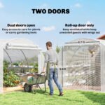 10'x11'x6' Walk-in Tunnel Greenhouse with Shelves, Mesh Door and Windows, Hoop House Greenhouse with PE Cover, White - Image 7
