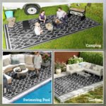 Reversible Outdoor Rug, Waterproof Plastic Straw with Carry Bag, 9' x 18', Black & White Lantern - Image 5