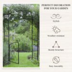 85" Garden Arch Arbor, Metal Arch Trellis with Gate, Garden Archway for Climbing Vines, Wedding Ceremony Decoration, Black - Image 5