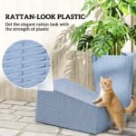 Tall Planters for Outdoor Plants Set of 3, 24 In Taper Planters with Drainage Holes, Rattan Decor Plant Pots, Light Gray - Image 6