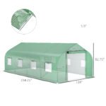 20' x 10' x 7' Walk-in Tunnel Greenhouse with Zippered Mesh Door and 8 Mesh Windows, Gardening Plant Hot House with Galvanized Steel Hoops, Green - Image 3