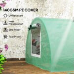 Mini Greenhouse with 5 Mesh Windows, Portable Plant Hot House with PE Cover and Steel Frame, 10' x 3' x 2' , Green - Image 4