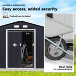 11' x 9' Outdoor Storage Shed, Garden Tool Metal Shed with Foundation Kit, Double Lockable Door, Air Vents and Sloping Roof, for Backyard, Patio, Lawn, Dark Gray - Image 5