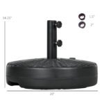 Umbrella Stand for 1.5" or 2" Umbrella Poles, Round Fillable Umbrella Base for Outdoor, Lawn, Deck - Image 3