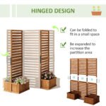 62.5" x 19" x 66" Wood Panel Trellis w/ 4 Planter Box Raised Bed for Garden Natural Wood - Image 5