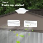 7x4 Storage Shed, Outdoor Garden Tool Shed with Foundation Kit, Vents & Sliding Doors for Backyard Patio, Brown - Image 8