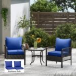 Patio Chair Cushions Set of 2 with Seat & Backrest, Fade Resistant Seat Replacement Cushion Set, Navy Blue - Image 2