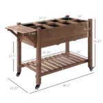 Wooden Garden Box, 34.25H with 8 Pockets and Lockable Wheels, Foldable Side Clapboard, Elevated and Self-Draining Design, to Grow Herbs, Vegetables, and Flowers, Brown - Image 3