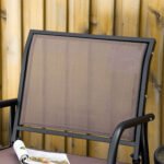 Porch Glider, Metal Frame Swing Glider Chair with Breathable Mesh Fabric, Curved Armrests and Steel Frame for Garden, Poolside, Backyard, Balcony, Brown - Image 8