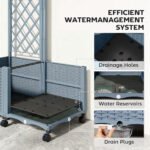 Planter Box with Trellis, Self Watering Raised Garden Bed with Lockable Wheels and Drainage Holes, Gray - Image 5