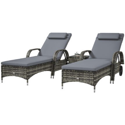 Patio Wicker Chaise Lounge Chair Set of 2