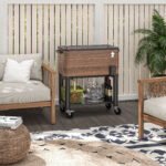 60 Quart Outdoor Cooler Cart, Rolling Ice Chest with Bottom Shelf and Bottle Opener for Backyard, Deck, Poolside Party - Image 2