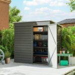 6' x 4' Outdoor Garden Shed, Metal Storage Shed with Lockable Door and Gloves for Backyard Garden Patio, Light Gray - Image 2
