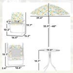 Kids Picnic Table and Chair Set, Outdoor Activity Table with Foldable Chairs, Removable Umbrella for Backyard, White - Image 3