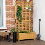 Wood Planter with Trellis for Vine Climbing, Raised Garden Bed, Privacy Screen for Backyard, Patio, Yellow - Image 8