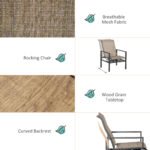 5 Piece Garden Patio Dining Set, Dinner Table with Built-in Ice Bucket Insert, 4 Rocking Chairs, Beige - Image 6