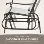 3-Piece Outdoor Gliders Set Bistro Set with Steel Frame, Tempered Glass Top Table for Patio, Garden, Backyard, Lawn, Cream White - Image 6