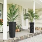 32 Inch Tall Planters for Outdoor Plants, Set of 2 Plastic Flower Pots with Drainage Holes, Black - Image 2