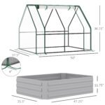 Raised Garden Bed with Cover, Outdoor Galvanized Metal Planter Box Kit, 4 x 3 ft Mini Greenhouse with 2 Large Screen Windows, for Growing Flowers, Vegetables and Herbs, Clear - Image 3