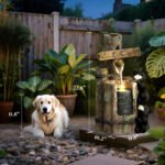 22.8" Water Fountain, 3-Tier Resin Bears on Log Outdoor Waterfall Fountain with LED Lights, Pump - Image 3