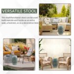 13" x 18" Ceramic Garden Stool with Woven Lattice Design & Glazed Strong Materials Decorative End Table, Antique Blue - Image 5