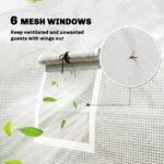 10'x11'x6' Walk-in Tunnel Greenhouse with Shelves, Mesh Door and Windows, Hoop House Greenhouse with PE Cover, White - Image 8