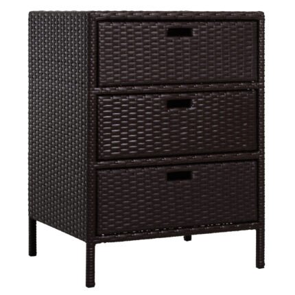 Patio PE Rattan Storage Cabinet with Wicker Pool Cabinet Organizer