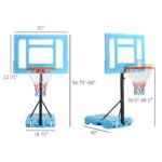 Poolside Basketball Hoop Stand, 36.5"-48.5" Height Adjustable Portable Hoop System w/ Clear Backboard & Fillable Base for Whole Family, Blue, Black, Red - Image 3